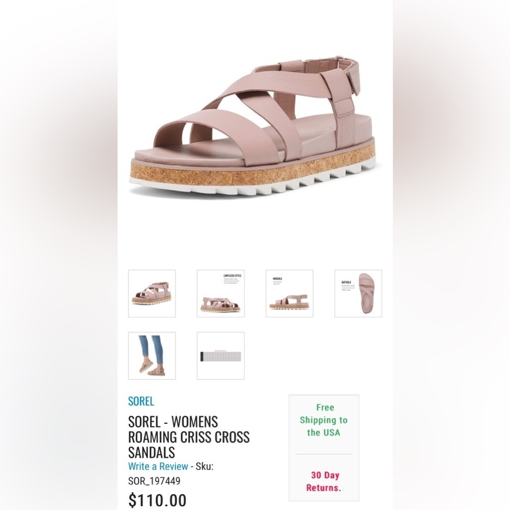 SOREL - WOMENS ROAMING CRISS CROSS SANDALS